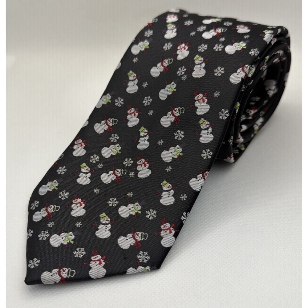 Holiday Traditions Hallmark MMG Christmas Snowman Men's Microfiber Necktie 3.25"